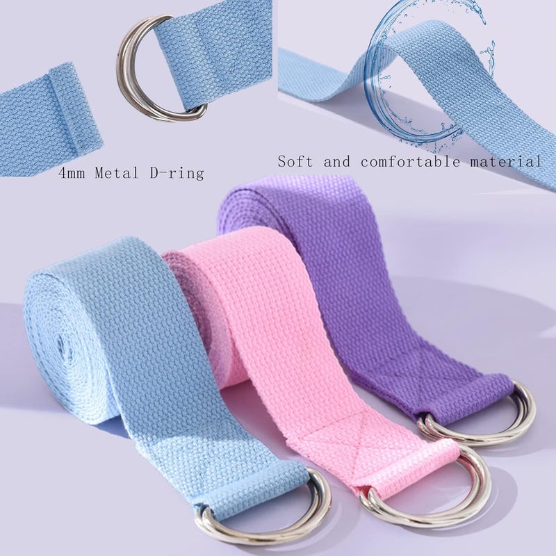 Yuilgdo 5 Pack Yoga Strap (6ft) Stretch Band with Adjustable Metal D Ring Buckle Loop - Image 3