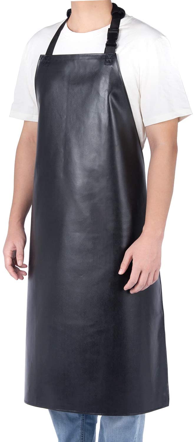 DEBIK PVC Waterproof & Dustproof Apron For Dishwashing, Coffee, Dog Grooming, Cleaning Fish, Project-Industrial - Free Size| Unisex| BLACK | Pack Of 1 - Image 2