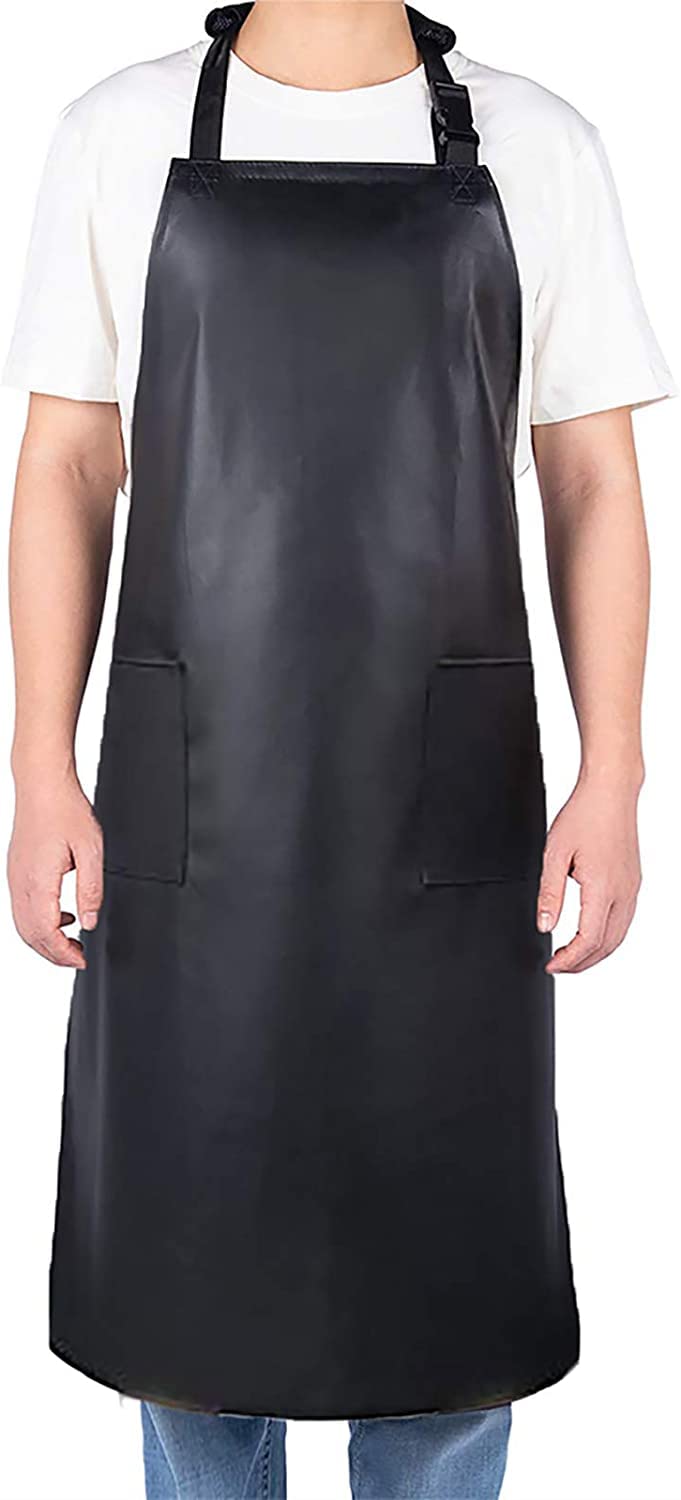 DEBIK PVC Waterproof & Dustproof Apron For Dishwashing, Coffee, Dog Grooming, Cleaning Fish, Project-Industrial - Free Size| Unisex| BLACK | Pack Of 1 - Image 1