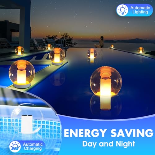 LanPool Floating Pool Lights, Solar Flame Lights Flickering IP68 Waterproof Ball Night Light, Outdoor Lantern Landscape Decoration Lamp for Pool, Pond, Event, Party, Garden(2pcs) - Image 2