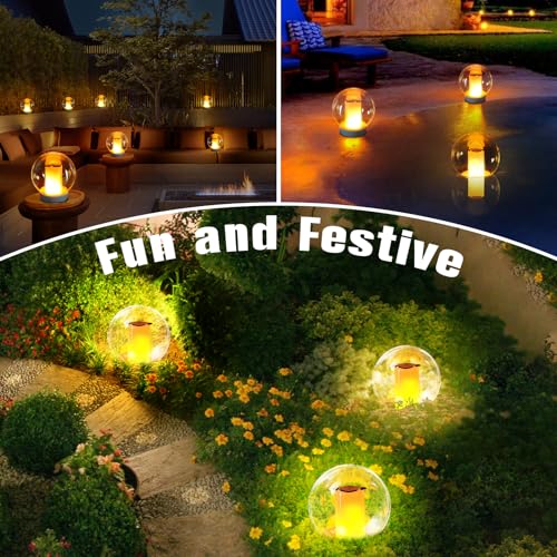 LanPool Floating Pool Lights, Solar Flame Lights Flickering IP68 Waterproof Ball Night Light, Outdoor Lantern Landscape Decoration Lamp for Pool, Pond, Event, Party, Garden(2pcs) - Image 4
