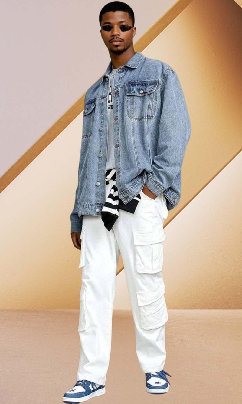 KOTTY Mens Solid Collared Forever Blue Full Sleeve Denim Jacket (Blue,2XL)-KTTFKMENSDENIMJACKET166XXL - Image 2