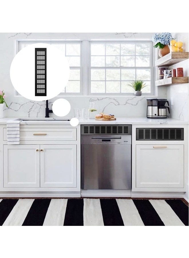 Air Vent Grille Cover, 2 Pcs Vent Cover Cupboard Vents Fridge Vent Louvred Wall Vent Grille,Black, 80mm x 400mm  - Image 2