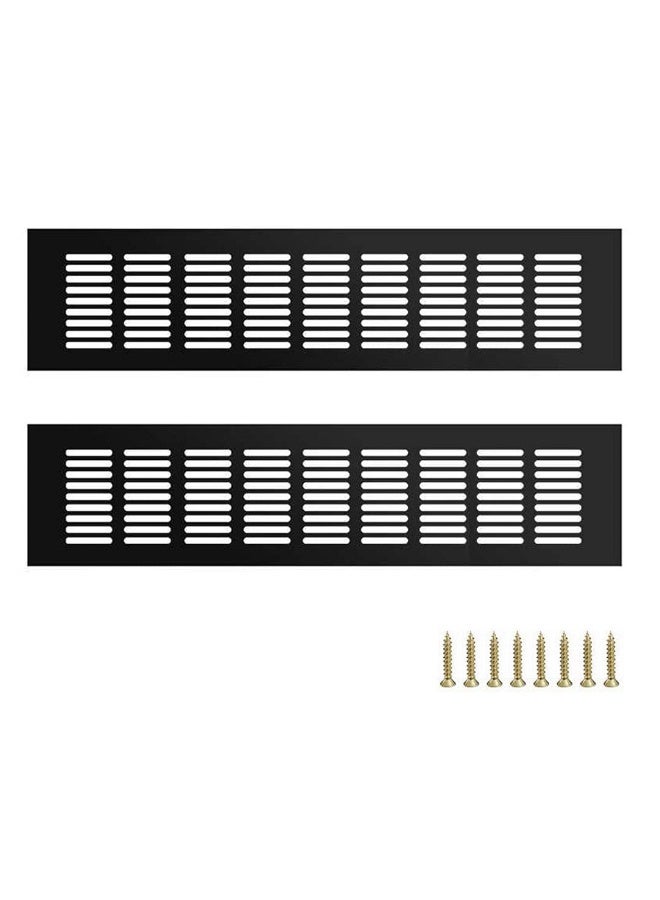 Air Vent Grille Cover, 2 Pcs Vent Cover Cupboard Vents Fridge Vent Louvred Wall Vent Grille,Black, 80mm x 400mm  - Image 1