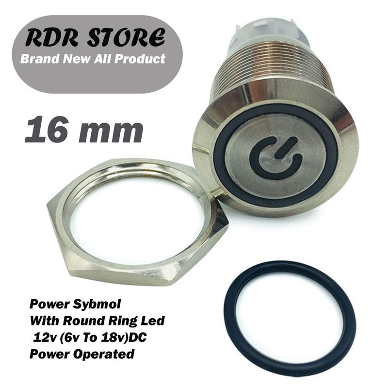 RDR زر ضغط من الفولاذ المقاوم للصدأ بحجم متوسط نوع تشغيل/إيقاف (16 مم، أحمر قفل) - Image 2