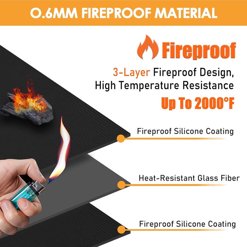Amerbro Fireproof Heat Shield for Wall Behind Grill Protect Deck Fence from Grill Heat, Heat Shield Grill Mat for Outdoor Grill, Stove Wall Protector Fridge, BBQ Grill Mat Accessories for Blackstone, 3'x8' - Image 2