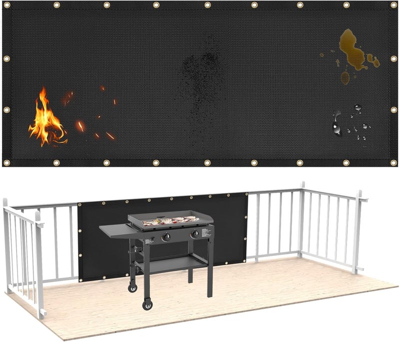 Amerbro Fireproof Heat Shield for Wall Behind Grill Protect Deck Fence from Grill Heat, Heat Shield Grill Mat for Outdoor Grill, Stove Wall Protector Fridge, BBQ Grill Mat Accessories for Blackstone, 3'x8' - Image 1