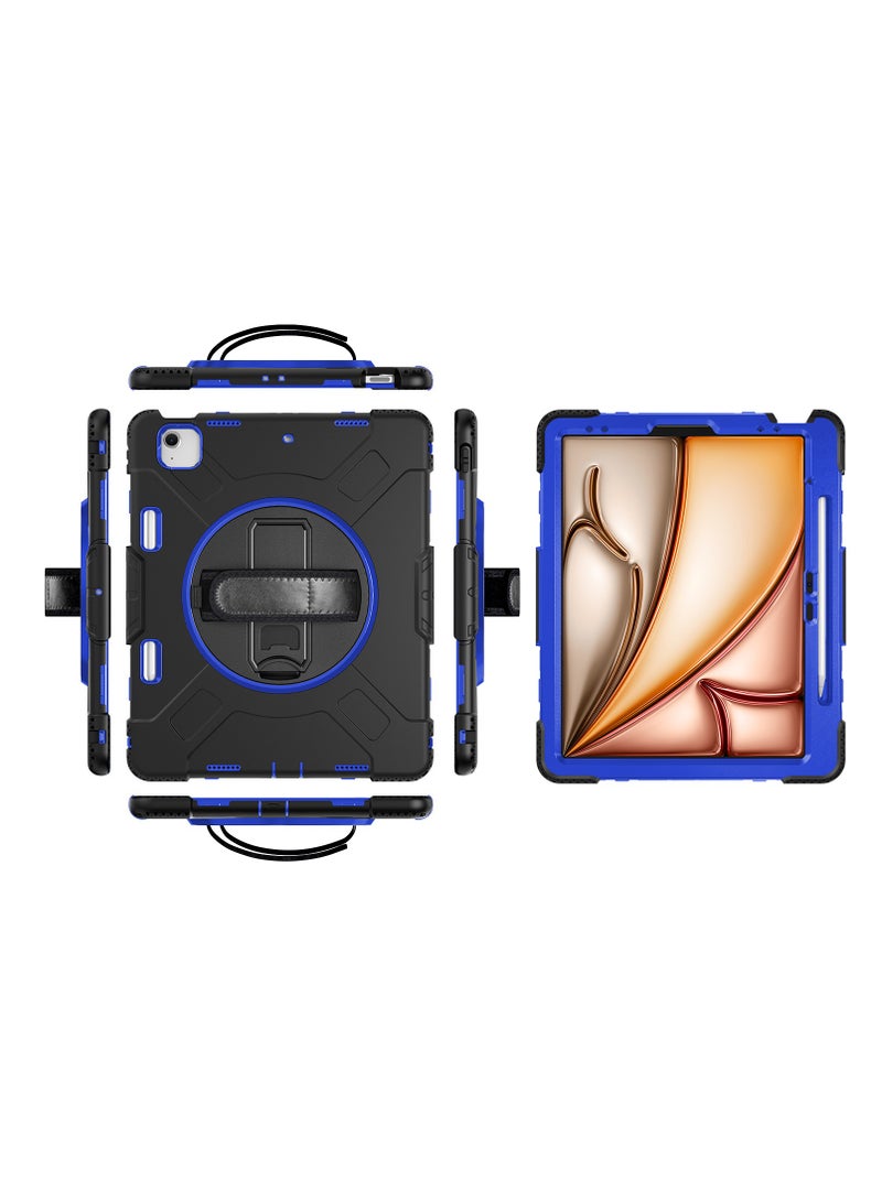 Suitable for iPad air11/air4/air5/air (M2) 11 inch pen slot shockproof protective case with 360 degree rotatable bracket hand strap - Image 1