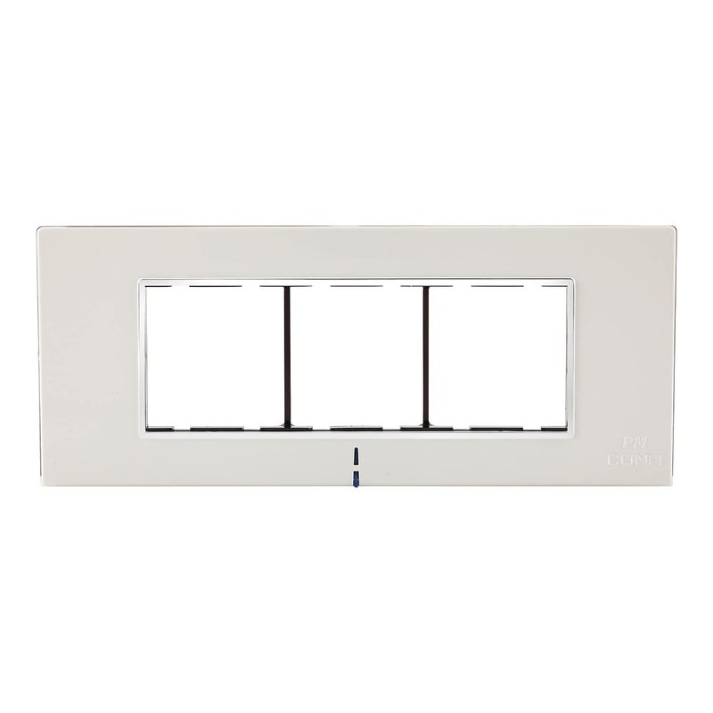 CONA 10706 Status Axis 6 Modular Plate with Blue LED Indicator, Snow White - Pack of 2|6 Module Switch Plates|Cover Plate|6M Polycarbonate Switch Frame - Image 1