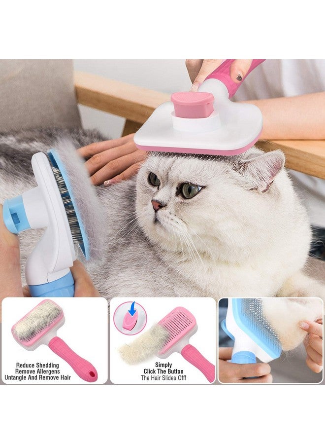 فرشاة تنظيف الحيوانات الأليفة مع فرشاة تنظيف ذاتية للشعر للكلاب والقطط ومشط تساقط الشعر - متعدد الألوان - Image 2