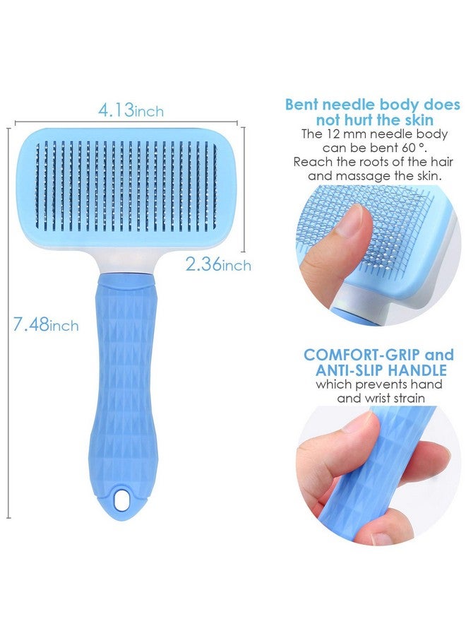 فرشاة تنظيف الحيوانات الأليفة مع فرشاة تنظيف ذاتية للشعر للكلاب والقطط ومشط تساقط الشعر - متعدد الألوان - Image 4