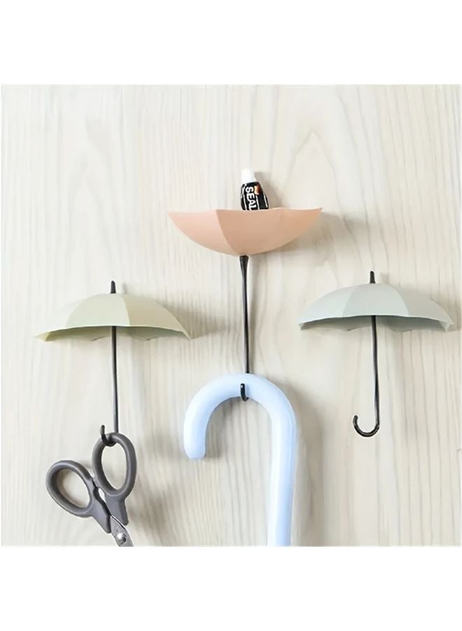 3Pcs Heavy Duty Punch Free Adhesive Umbrella Hooks No Drill Wall Mount - Image 3