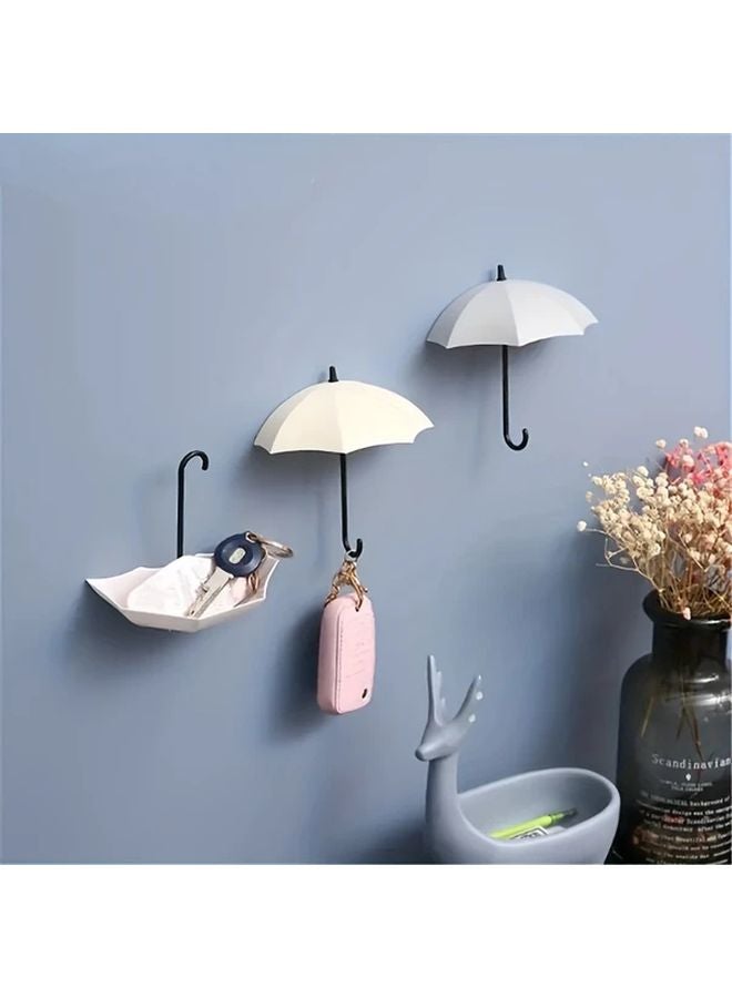 3Pcs Heavy Duty Punch Free Adhesive Umbrella Hooks No Drill Wall Mount - Image 2