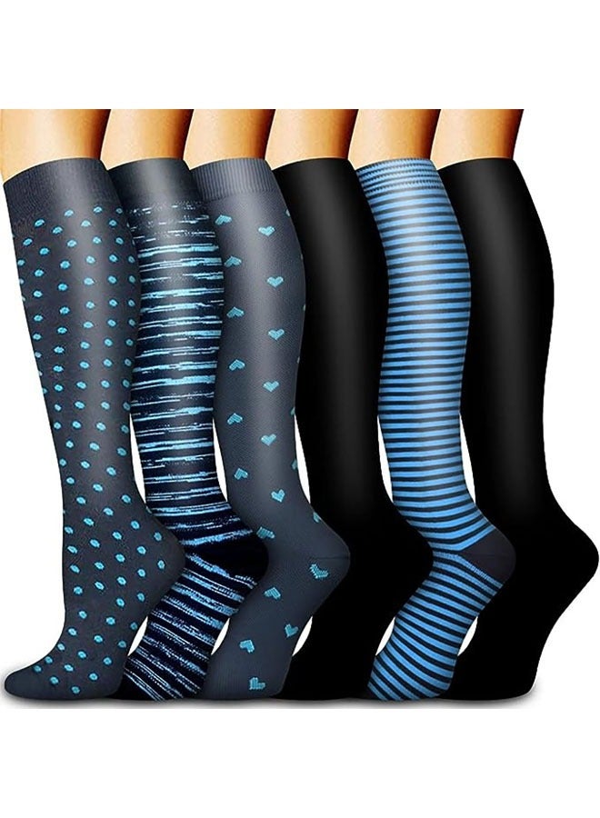 6 Pairs Compression Socks for Men and Women Compression Stocking Best Support for Athletic Travel(20-30 mmHg-SM) - Image 1