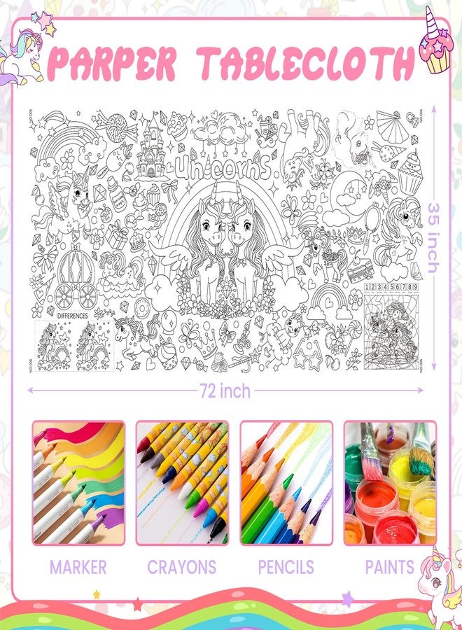 Drunze Giant Coloring Poster,35x72Inch,Versatile Unicorn Birthday Activity Drawing Paper Coloring Tablecloth,DIY Rainbow,Unicorn Poster Table Cover Kids Art Crafts Coloring Mat,Home Classroom Party Suppiles - Image 2