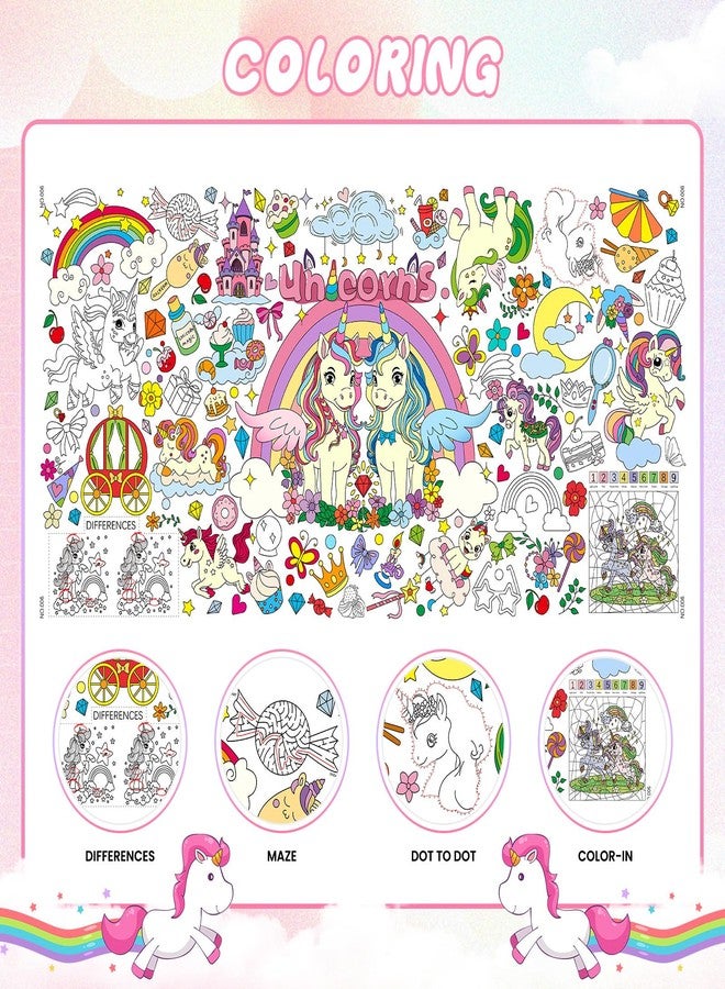 Drunze Giant Coloring Poster,35x72Inch,Versatile Unicorn Birthday Activity Drawing Paper Coloring Tablecloth,DIY Rainbow,Unicorn Poster Table Cover Kids Art Crafts Coloring Mat,Home Classroom Party Suppiles - Image 3