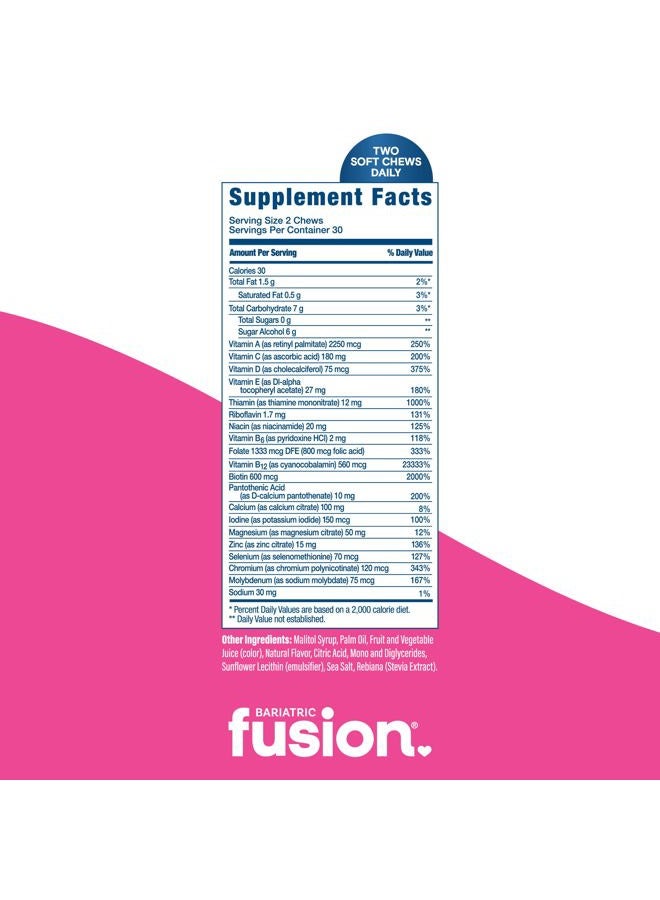 Bariatric Fusion فيتامينات متعددة لمرضى السمنة بنكهة البطيخ | مضغ لذيذ بعد جراحة السمنة | 60 حبة | إمداد لمدة شهر - Image 4