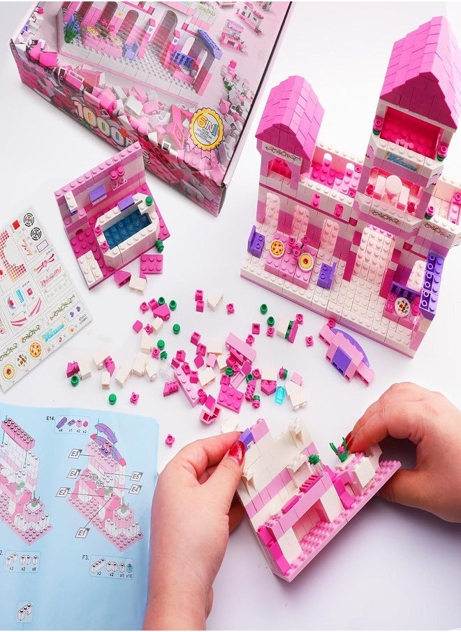 Diy Princess Castle Building Blocks, 6-in-1 Building Toys 1000 Pcs for Girls 6+ - Construction Play Set Educational Toys for Kids Birthday Toy Gift  - Image 2