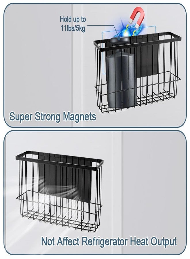 Abnaok Magnetic Refrigerator Organizer，Magnetic Kitchen Organizer Basket，Magnetic Spice Rack for Refrigerator, Moveable Magnetic Shelf Fridge Organizer with 6 Hooks for Kitchen and Oven Organization - Image 4