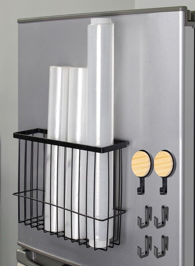 Abnaok Magnetic Refrigerator Organizer，Magnetic Kitchen Organizer Basket，Magnetic Spice Rack for Refrigerator, Moveable Magnetic Shelf Fridge Organizer with 6 Hooks for Kitchen and Oven Organization - Image 1