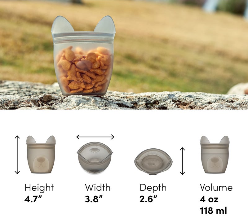 Zip Top Reusable 100% Silicone Baby + Kid Snack Containers- The only containers that stand up, stay open and zip shut! No Lids! Made in the USA - Gray Dog - Image 3