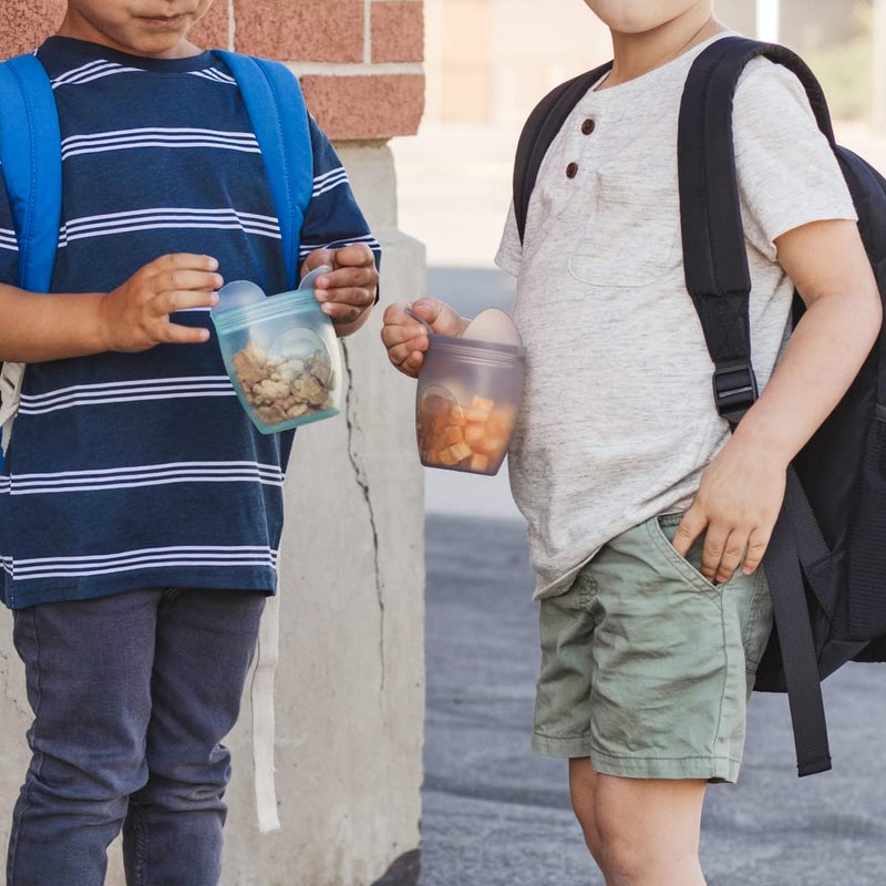 Zip Top Reusable 100% Silicone Baby + Kid Snack Containers- The only containers that stand up, stay open and zip shut! No Lids! Made in the USA - Gray Dog - Image 5