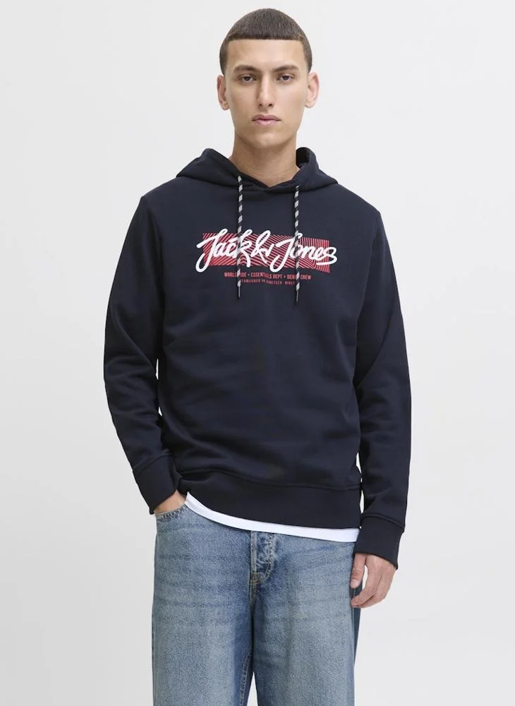 JACK & JONES Logo Regular Fit Pullover Hoodie