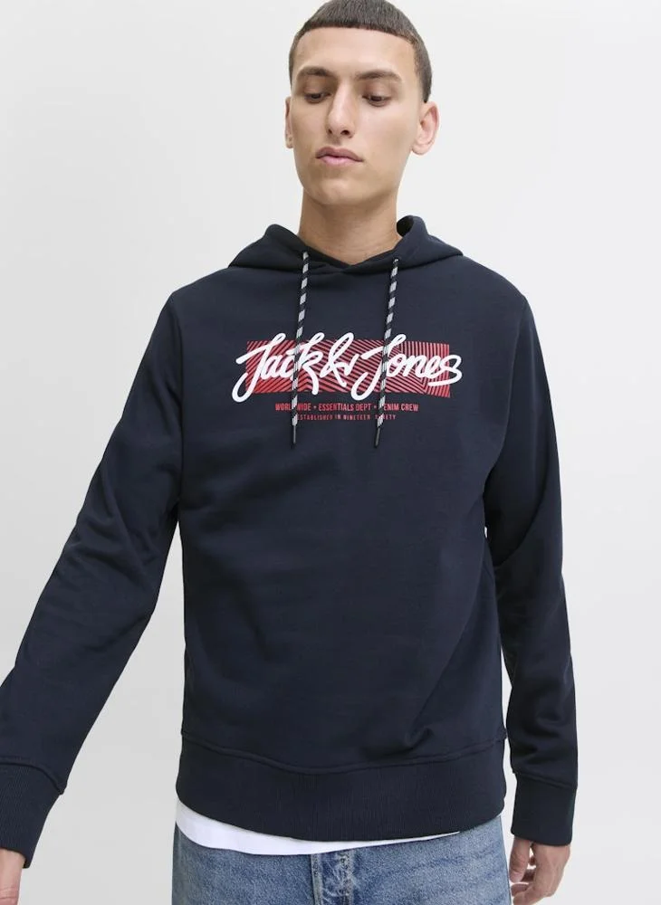 JACK & JONES  Logo Regular Fit Pullover Hoodie for Men | Best Price UAE
