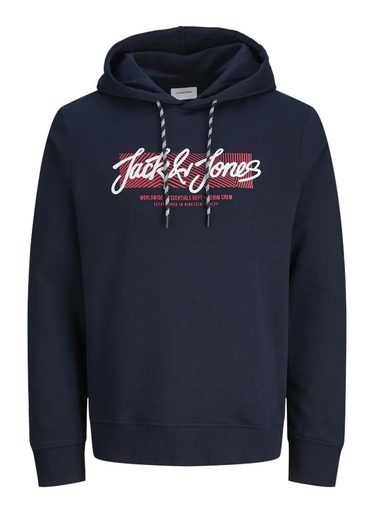 JACK & JONES  Logo Regular Fit Pullover Hoodie for Men | Best Price UAE
