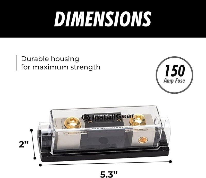 InstallGear 1/0 Gauge AWG In-Line ANL Fuse Holder with 150 Amp Fuse - Image 3