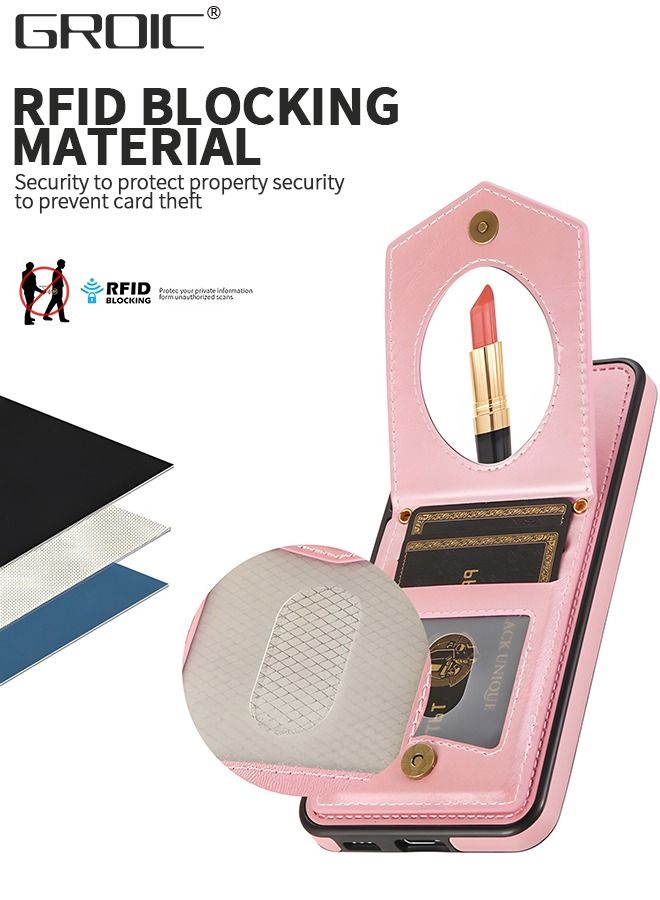 GROIC Case for Samsung Galaxy A54 6.4 Inch Women with Credit Card Holder & Hidden Mirror, Crossbody Leather Wallet Case, Fashionable Premium Magnetic Clasp Kickstand - Image 5