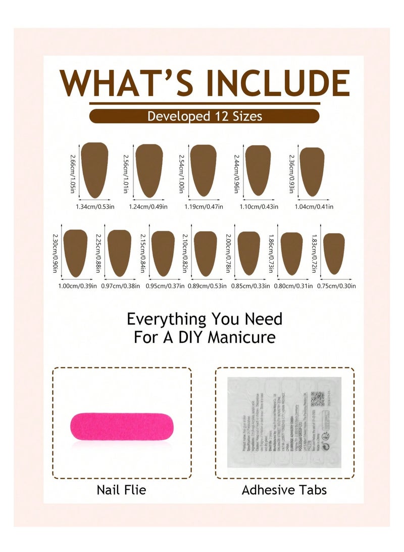 KHAJUL 24 قطعة أظافر مزيفة بشكل لوز غير لامع مع خطوط أنيقة باللونين الذهبي والأحمر، أظافر مزيفة أنيقة للنساء والفتيات، مستلزمات الأظافر أظافر صناعية أظافر مزيفة (متعددة الألوان) - Image 3