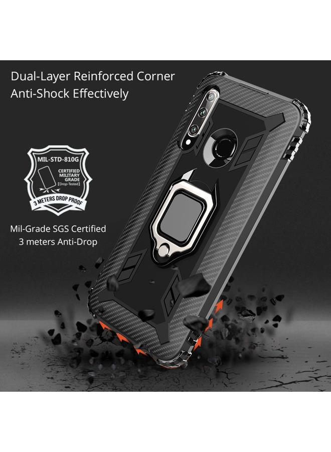 erorex Case For Huawei Honor 20 Lite Carbon Fiber Protective Case with 360 Degree Rotating Ring Holder - Image 3