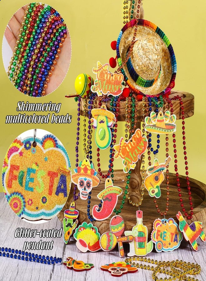 Fovths 96 Pieces Cinco de Mayo Necklaces Bead Mexican Party Favors Necklaces Fiesta Accessories for Mexican Party Favors Decorations Parade Carnivals Birthday - Image 4