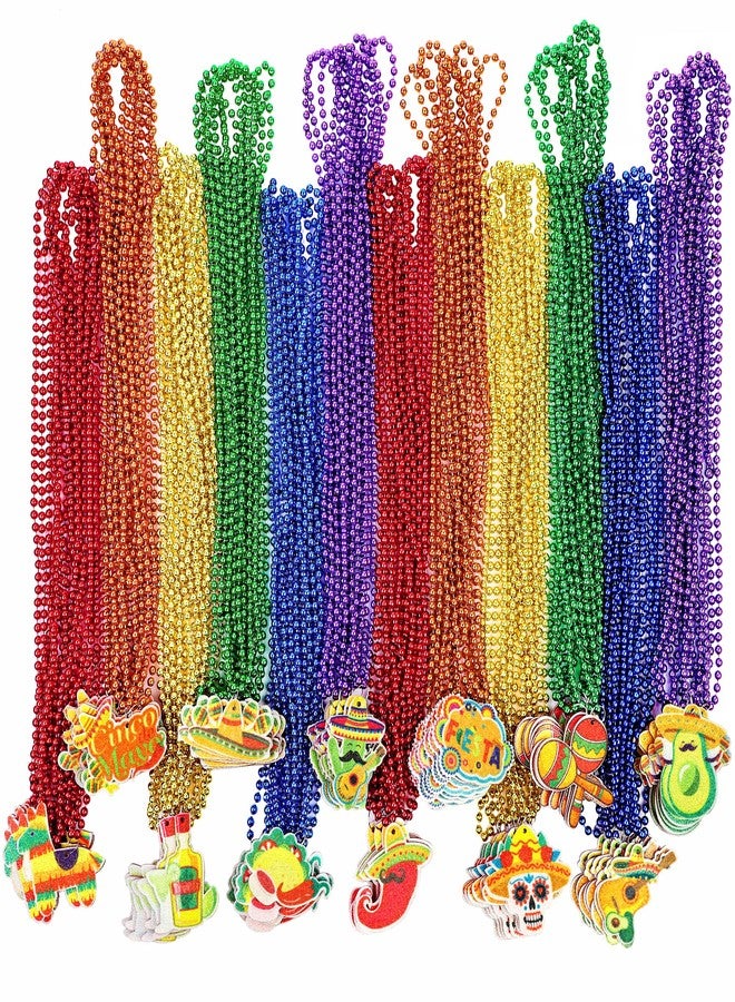 Fovths 96 Pieces Cinco de Mayo Necklaces Bead Mexican Party Favors Necklaces Fiesta Accessories for Mexican Party Favors Decorations Parade Carnivals Birthday - Image 1