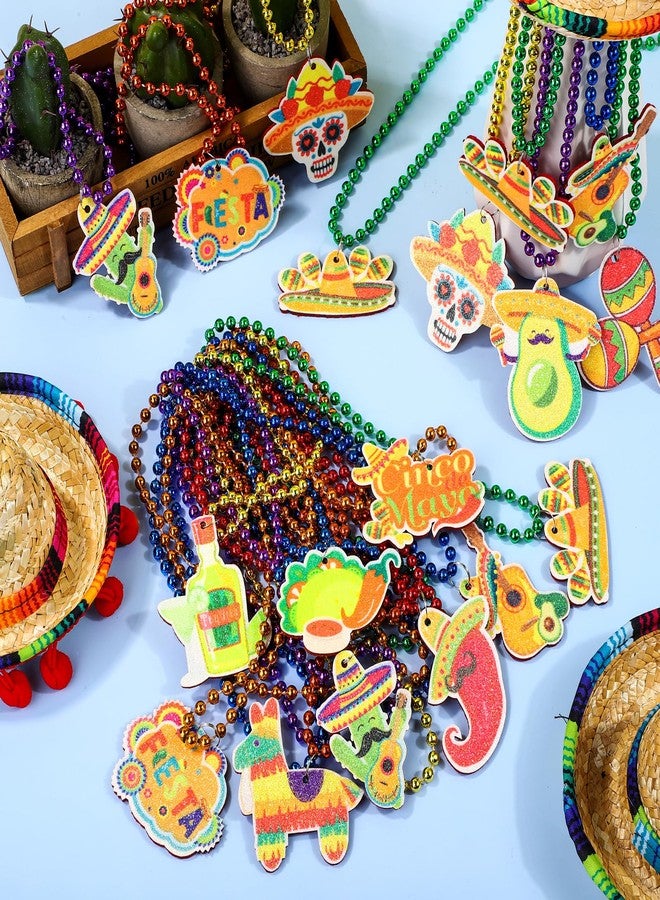 Fovths 96 Pieces Cinco de Mayo Necklaces Bead Mexican Party Favors Necklaces Fiesta Accessories for Mexican Party Favors Decorations Parade Carnivals Birthday - Image 3