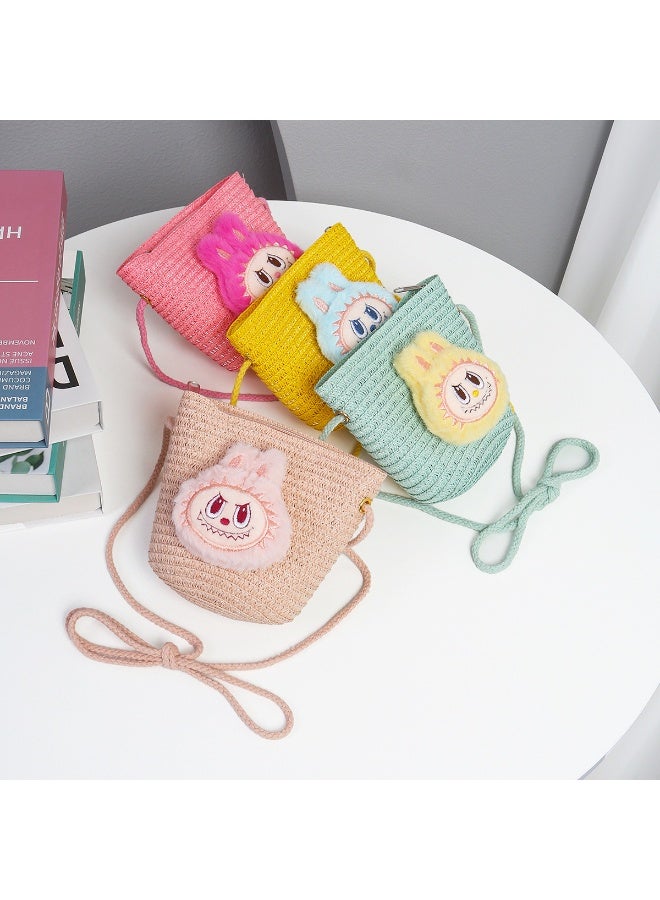 لابوبو حقيبة رابو القش الشهيرة للأطفال، حقيبة كتف لطيفة للدمى، إكسسوارات ملابس، حقيبة منسوجة للبنات - Image 2