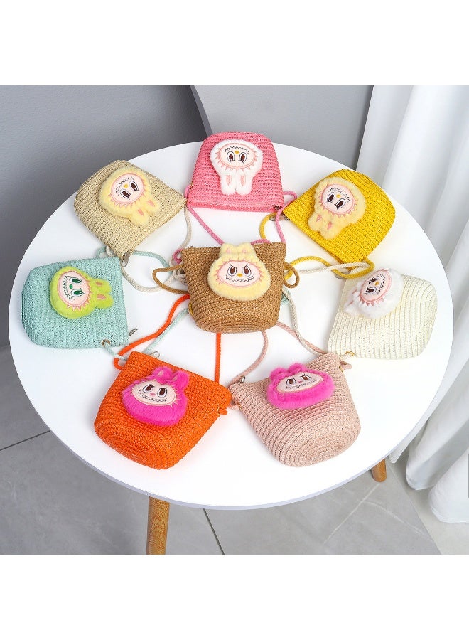 لابوبو حقيبة رابو القش الشهيرة للأطفال، حقيبة كتف لطيفة للدمى، إكسسوارات ملابس، حقيبة منسوجة للبنات - Image 4