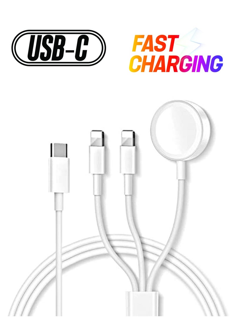 Excefore USB C Charging Cable for iPhone and iWatch, Fast 3 in 1 Magnetic Wireless Charger with 2 Cables Compatible with Apple iPhone  - Image 1