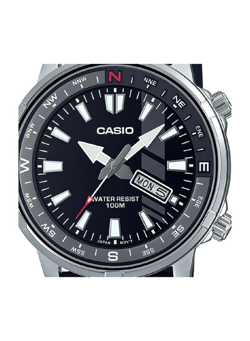 Casio Men Watch Sports Analog Direction Bezel Black Dial Resin Band MTD-130-1AVDF - Image 3