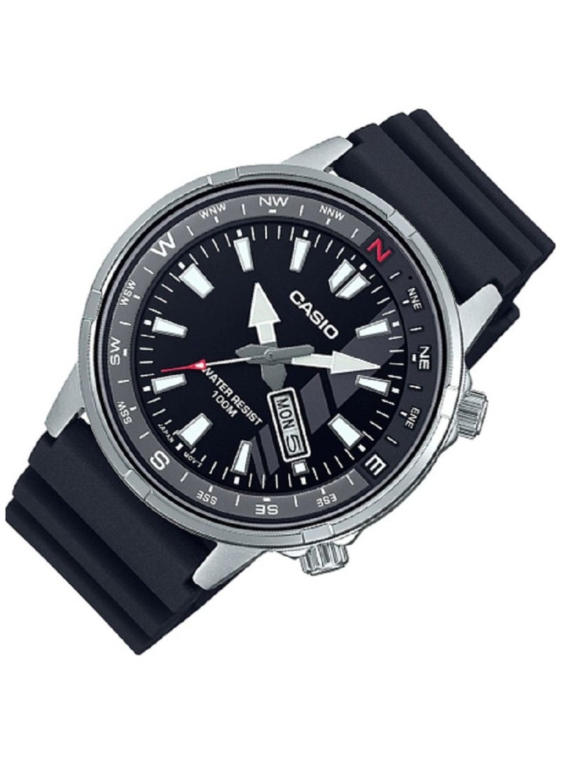 Casio Men Watch Sports Analog Direction Bezel Black Dial Resin Band MTD-130-1AVDF - Image 2