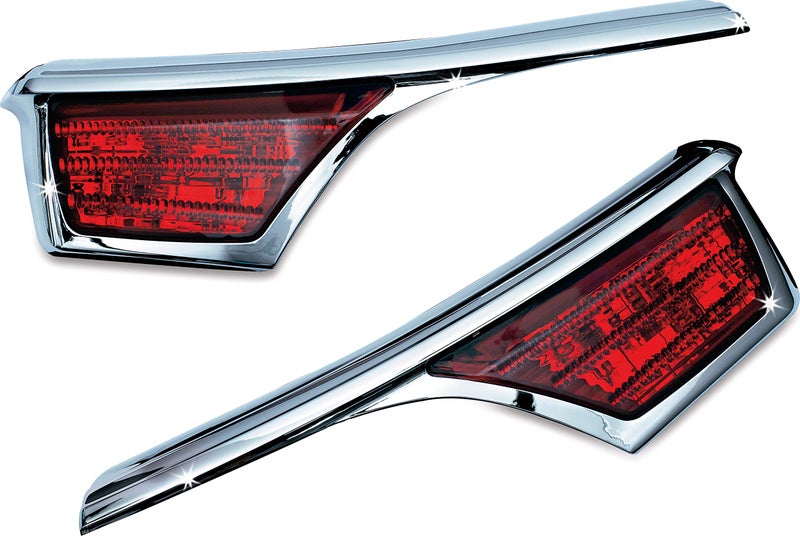 Kuryakyn 3240 Motorcycle Lighting Accessory: LED Passenger Armrest Trim with Turn Signal/Blinker Light Accents for 2006-17 Honda Gold Wing GL1800 Motorcycles, Chrome, 1 Pair , black - Image 1