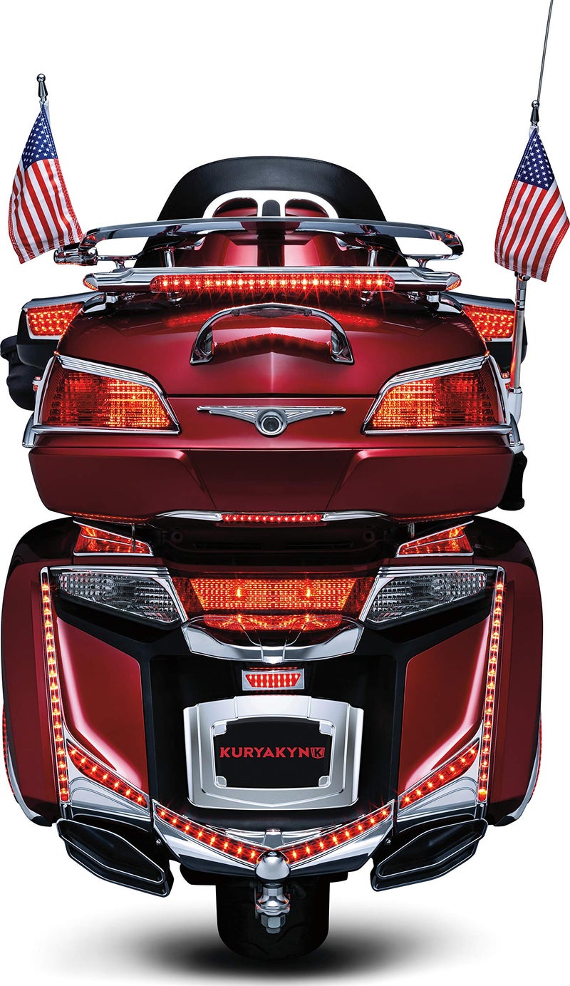 Kuryakyn 3240 Motorcycle Lighting Accessory: LED Passenger Armrest Trim with Turn Signal/Blinker Light Accents for 2006-17 Honda Gold Wing GL1800 Motorcycles, Chrome, 1 Pair , black - Image 4