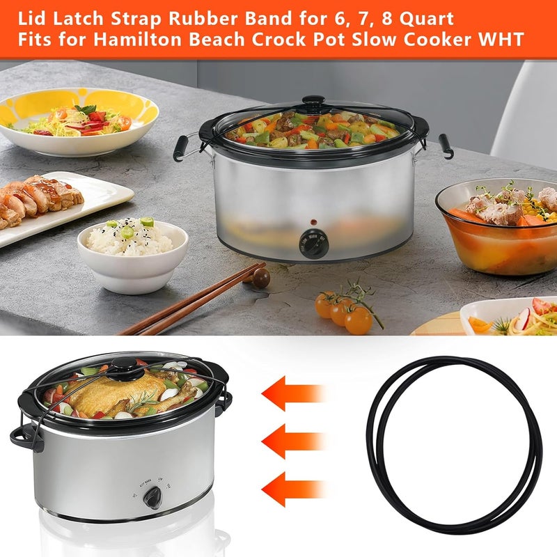 superbobi Black Lid Latch Strap Rubber Band for 6,7,8 quart Hamilton Beach Crock pot slow cooker WHT …Lid Strap for Fixing Pot Lid - Image 4