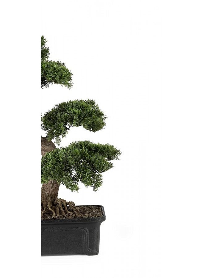 Nearly Natural 4103 24in. Cedar Bonsai Silk Plant,Green - Image 4