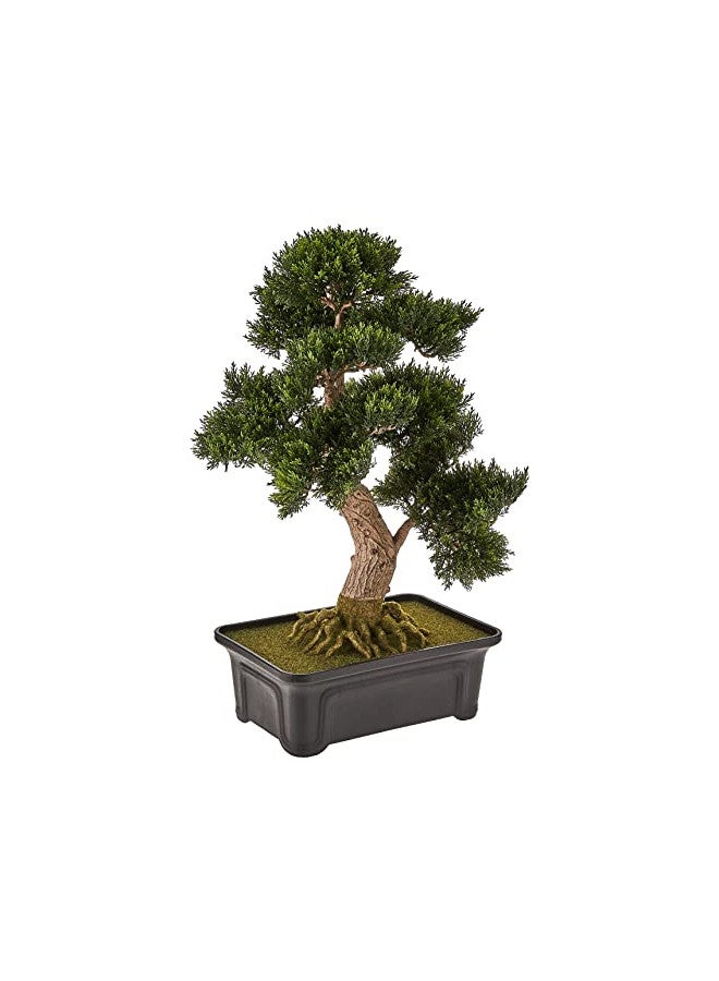 Nearly Natural 4103 24in. Cedar Bonsai Silk Plant,Green - Image 1