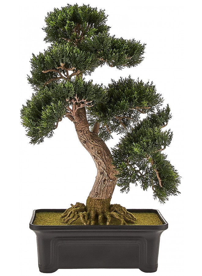 Nearly Natural 4103 24in. Cedar Bonsai Silk Plant,Green - Image 3