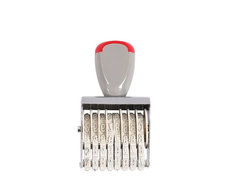 DINOJAMES 8 Digit Manual Rolling Number Stamp with Violet Stamp Pad - Image 2