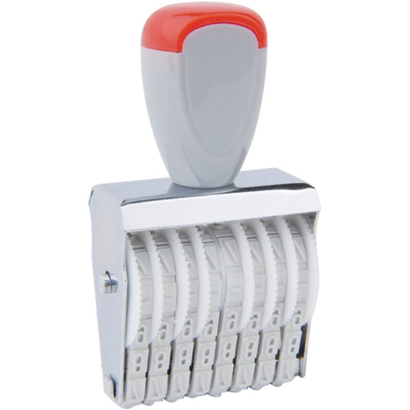DINOJAMES 8 Digit Manual Rolling Number Stamp with Violet Stamp Pad - Image 1