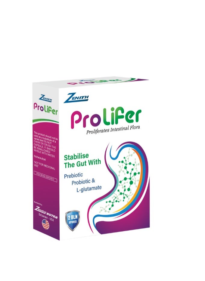 Zenith Zenith Prolifer Intestinal Flora Support Supplement with Prebiotic, Probiotic & L-Glutamate 30 softgels 
